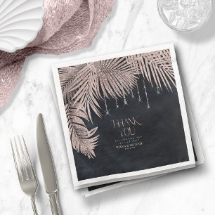 Jewel Palm Leaf Wedding Rose Gold/Navy ID830 Napkin
