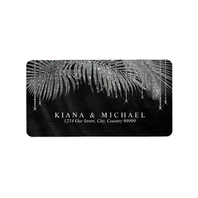 Jewel Palm Leaf Wedding Silver ID830 Label (Front)
