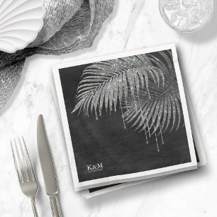 Jewel Palm Leaf Wedding Silver ID830  Napkin