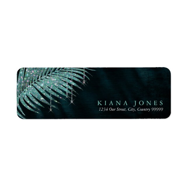 Jewel Palm Leaf Wedding Teal ID830 (Front)
