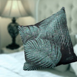 Jewel Palm Leaf Wedding Teal ID830 Cushion<br><div class="desc">Opt for a striking, glitz and glam look by using the pieces in this wedding suite as shown, with jewels cascading off the diamond-encrusted palm leaves or delete the jewel layers for a slightly more conservative look. This set features leaves in shimmering teal against a dark sea green, textured background....</div>