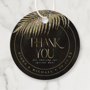 Jewel Palm Leaf Wedding Thank You Gold ID830 Favour Tags