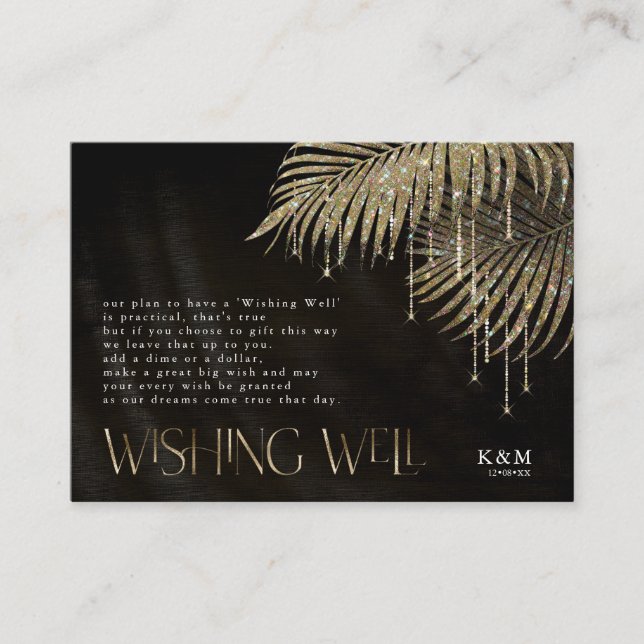 Jewel Palm Leaf Wishing Well V1 Gold ID830 Enclosure Card (Front)