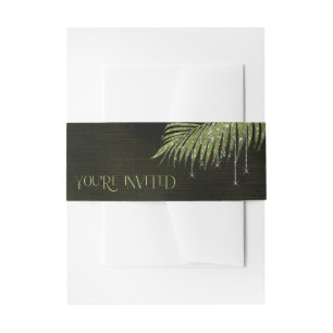 Jewel Palm Leaf You're Invited Green ID830 Invitation Belly Band