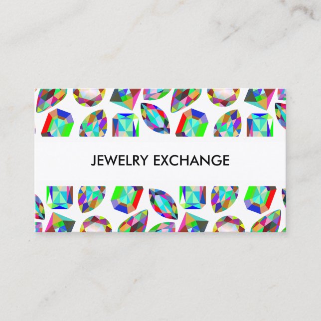 Jewel Pattern Jewellery Theme Business Card (Front)
