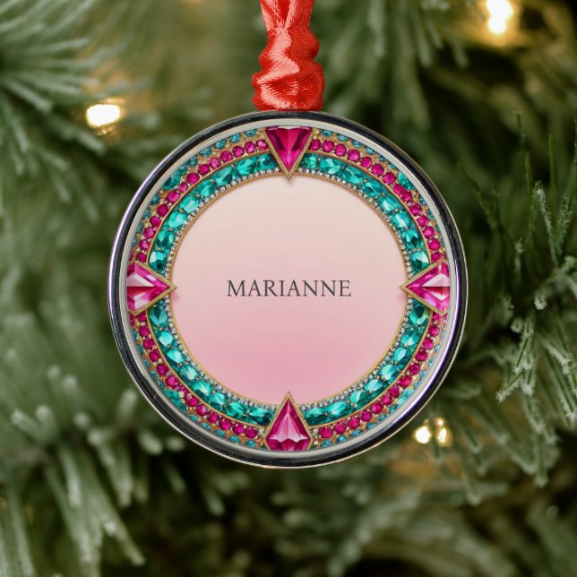 Jewel Pink and Turquoise Metal Tree Decoration (Tree)