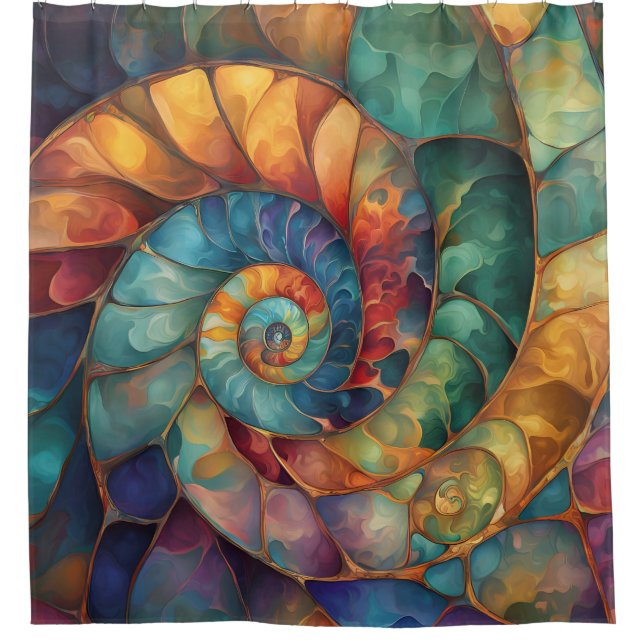 Jewel Spiral Shell Shower Curtain (Front)