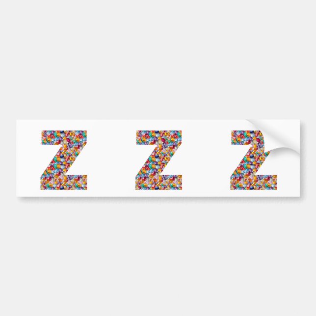 Jewel Stone Studded Alpha ZZZ z ZZ  Birthday Gifts Bumper Sticker (Front)