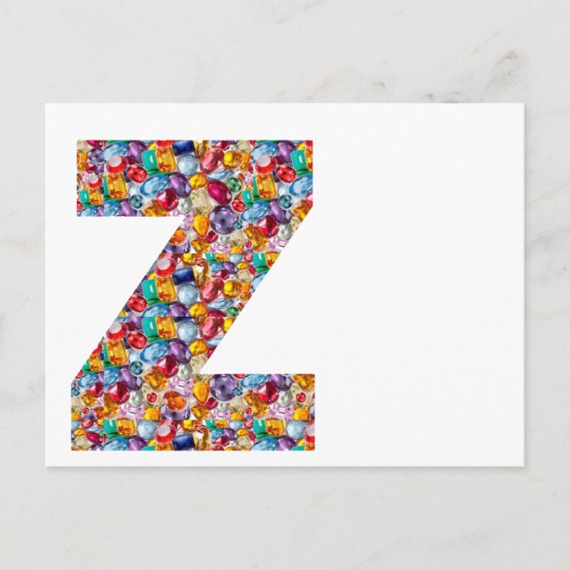 Jewel Stone Studded Alpha ZZZ z ZZ  Birthday Gifts Postcard (Front)
