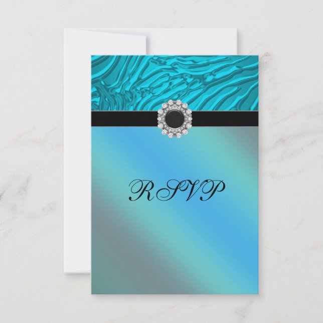 Jewel Teal Blue Zebra RSVP (Front)