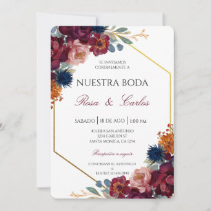 Jewel theme Spanish Wedding Invitation