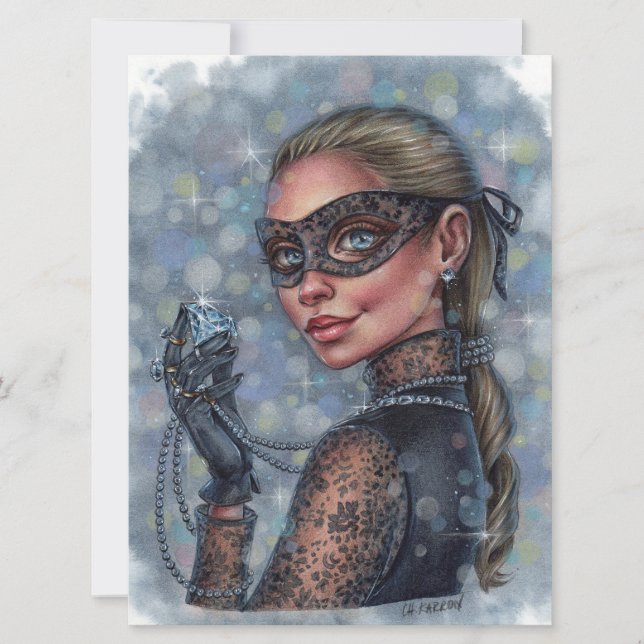 Jewel Thief Female Diamond Masked Girl Art Card (Front)