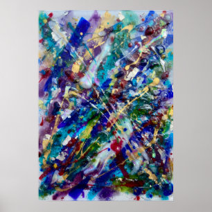 Jewel Tone Abstract Paint Splash Poster