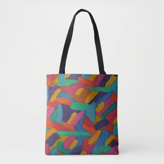 Jewel Tone Brushstrokes Tote Bag (Front)