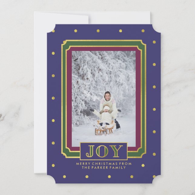 Jewel Tone Christmas Joy with Photo Holiday Card (Front)