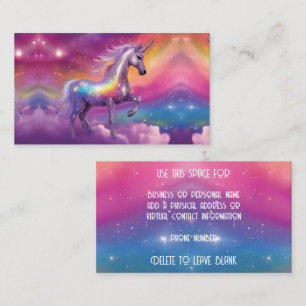 Jewel Tone Cosmic Sparkle Rainbow Glitter Unicorn Business Card
