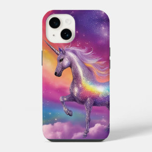 Jewel Tone Cosmic Sparkle Rainbow Glitter Unicorn iPhone 14 Case