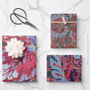 Jewel Tone Fabric Style Photo Wrapping Paper Sheet