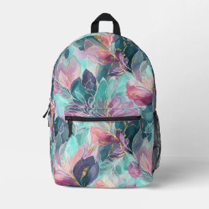 Jewel Tone Floral Printed Backpack
