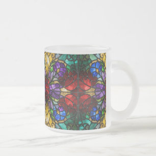Jewel Tone Floral Stained Glass Art Mug
