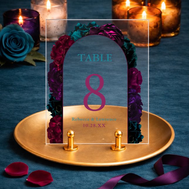 Jewel tone floral wedding acrylic sign (Creator Uploaded)