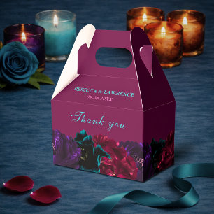 Jewel tone floral wedding favour box