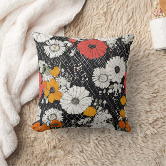 Jewel-Tone Flower Design Pillow