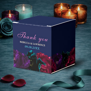 Jewel tone flowers wedding favour box