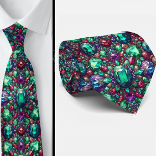 Jewel Tone Gemstone Pattern Tie