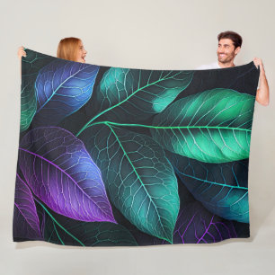 Jewel Tone Leaves Fleece Blanket