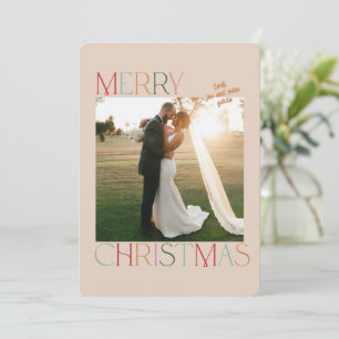 Jewel Tone Married Newlywed Christmas Card