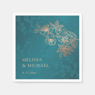 Jewel Tone Peacock Floral Wedding Napkin