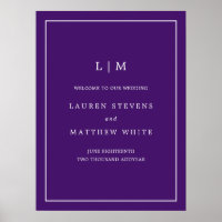 Jewel Tone Purple Monogram Elegant Welcome Wedding