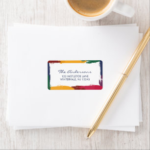 Jewel Tone Rainbow Colours Painted Border Label