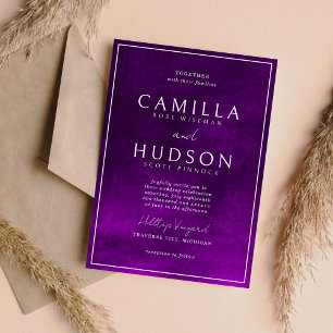 Jewel Tone Romance   Amethyst   Minimal Wedding Invitation