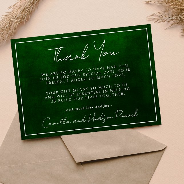 Jewel Tone Romance | Emerald | Thank You Note Card (Creator Uploaded)