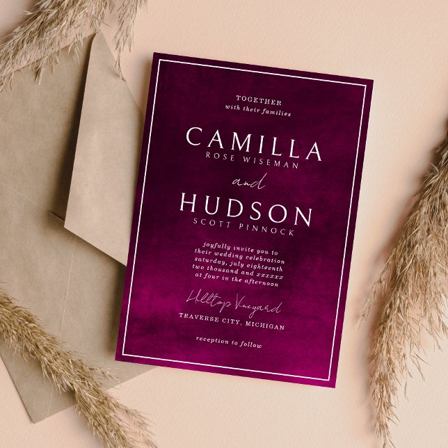 Jewel Tone Romance | Garnet | Minimal Wedding Invitation (Creator Uploaded)