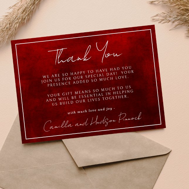 Jewel Tone Romance | Ruby | Thank You Note Card (Creator Uploaded)
