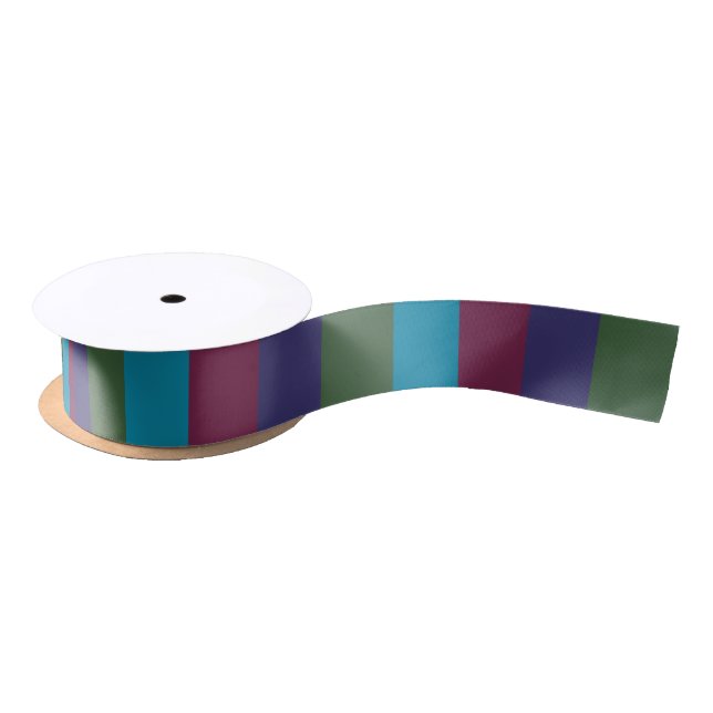 Jewel Tone Stripes for Christmas Satin Ribbon (Spool)