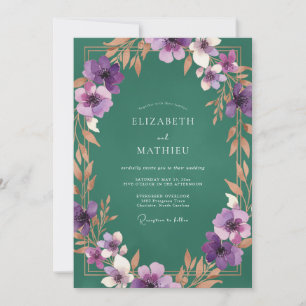 Jewel Tone Violet Wildflower Wedding Invitation