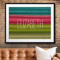 Jewel Tone Watercolor Stripes Custom Name