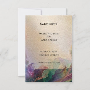 Jewel Tone Watercolour Floral Save The Date Card