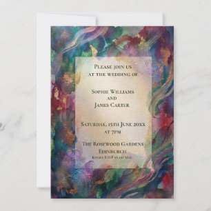 Jewel Tone Watercolour Floral Wedding Invitation