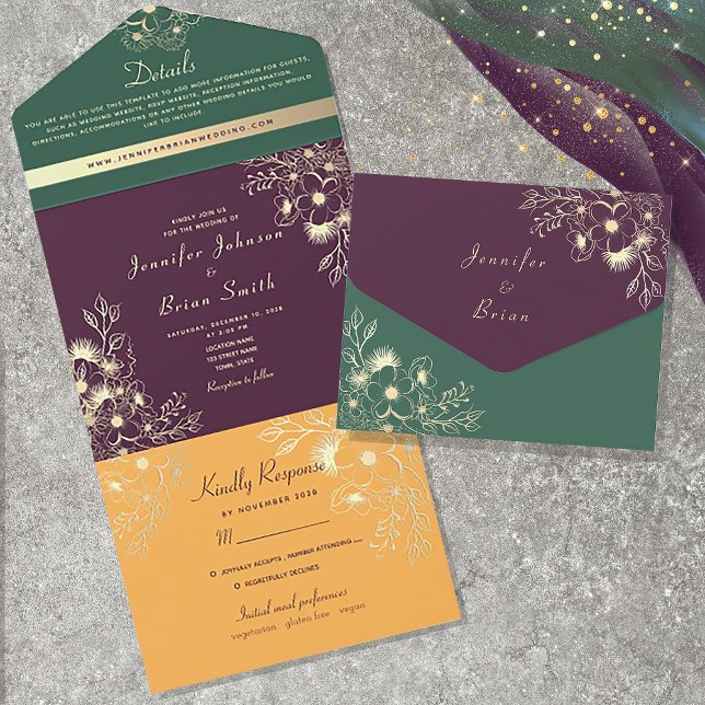 Jewel Tone Wedding All In One Invitation (Creator Uploaded)