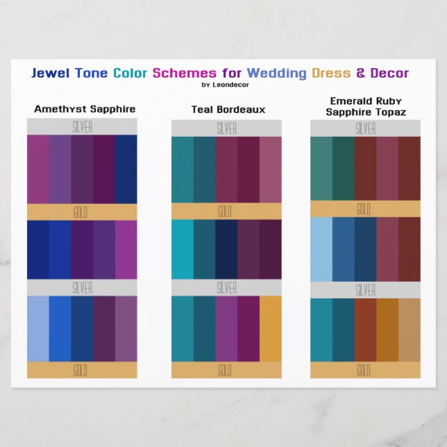 Jewel Tone Wedding Colour Schemes Palettes (Front)