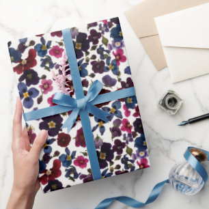 Jewel Tone Wildflowers on Ivory Wrapping Paper