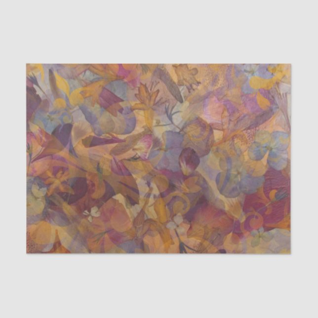 Jewel-Toned Floral Tissue Paper Purple Pink Gold (Front)