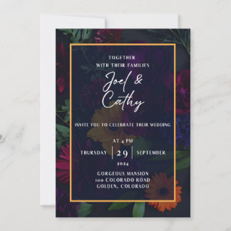 Jewel Toned Florals Wedding Invitation