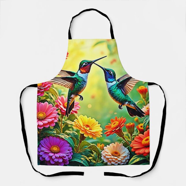 Jewel-Toned Hummingbird Magic Design Apron (Front)