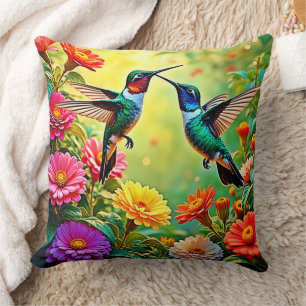 Jewel-Toned Hummingbird Magic Design Cushion